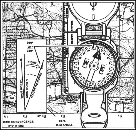 Figure 11-2. Map oriented with 21 degrees east declination.